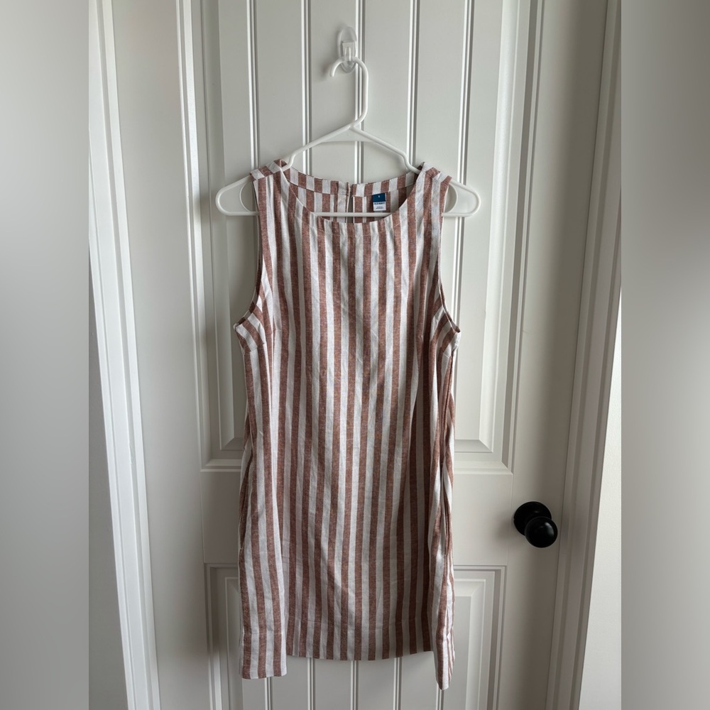 Old Navy Brown and White Striped Midi Dress